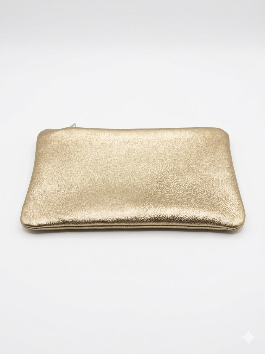 Pochette- trousse en cuir doré-Jeu de Matières Comme neuf - Vue 2 - 